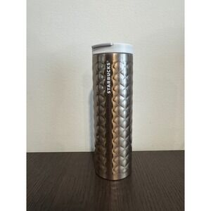 Starbucks Quilted Diamond Vacuum Insulated Tumbler Unisex 16oz Gold Stainless